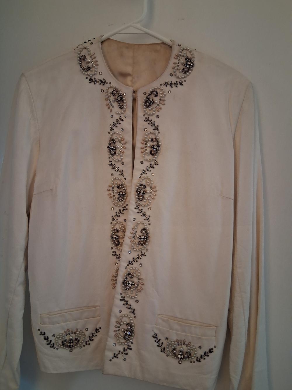 Vintage 1960's Samuel Robert Cream Colored  Embellished Leather Jacket